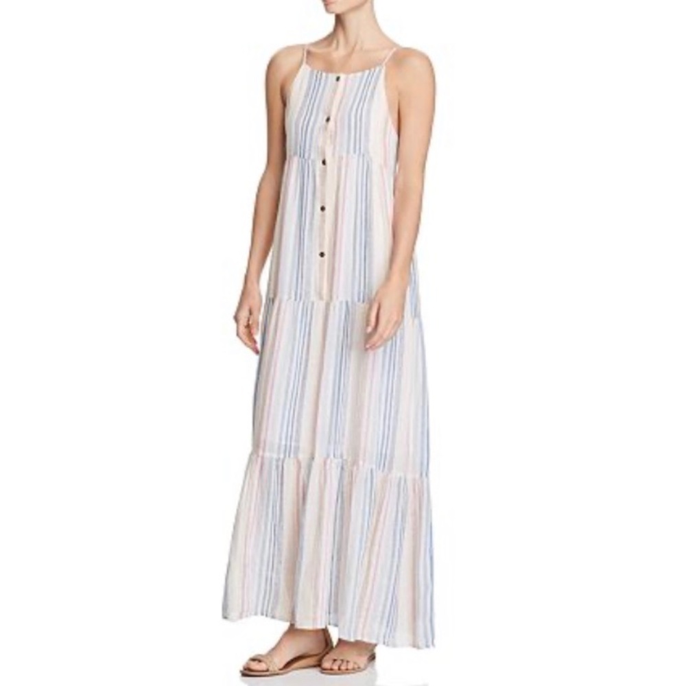 Splendid Women Tiered Striped Long Maxi Dress - Picture 3 of 9